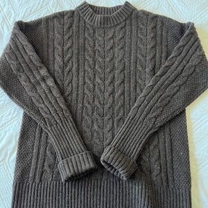 Banana Republic Italian Wool & Cashmere Cable Knit Sweater Dark Brown Size S